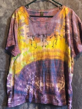 Tie-Dye Skate Skeleton T-Shirt - Purple & Yellow